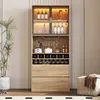 A tall cabinet with glass doors and shelves, displaying bottles and decorative items. Náhled obrázku produktu