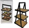 Etagere 3 Etagen Bambus Metall schwarz tragbar Produktbild-Vorschau 8