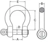 Diagram of a shackle with dimensions labeled. Produktbild-Vorschau