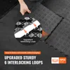 A hand is shown installing interlocking floor tiles, with a close-up inset showing the interlocking mechanism. Podgląd zdjęcia produktu
