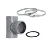 A plumbing fitting and two hose clamps are arranged on a white background. Anteprima dell’immagine prodotto