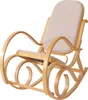 A wooden rocking chair with beige upholstery, shown against a white background. Náhľad obrázku produktu