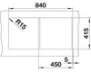 A technical drawing with dimensions for a sink. Produktbild-Vorschau