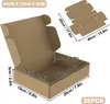 A cardboard box is shown with dimensions and a flat-packed version of the box. Voir les images du produit