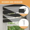 A close-up view of a zebra roller blind installed on a window, with inset diagrams highlighting its features. Voir les images du produit