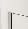 A close-up view of a shower screen corner, showing the glass and a silver frame against a white wall. Produktbild-Vorschau