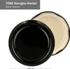 A black jar lid is shown from a top-down angle, with a second lid partially visible behind it, revealing its cream-colored interior. Podgląd zdjęcia produktu