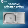VBChome Edelstahlspüle mit Armatur 75x40x14cm Edelstahl Produktbild-Vorschau 2