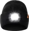 A black beanie with an integrated LED light is shown against a white background. Produktbild-Vorschau