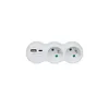 A white power strip with two outlets and a USB port on a white background. Produktbild-Vorschau