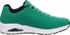 A side view of a green Skechers sneaker with a white sole. Produktbild-Vorschau