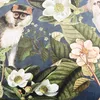 Wendekissen Samt Affe Blumen Vogel blau 50x50cm Produktbild-Vorschau 8
