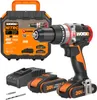 A cordless drill, two batteries, a charger, and a carrying case are displayed against a white background. Anteprima dell’immagine prodotto