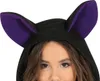 Close-up of a child wearing a black hooded costume with purple bat ears. Náhľad obrázku produktu