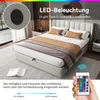 A bedroom scene featuring a bed with LED lighting and a remote control. Náhled obrázku produktu