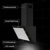 A diagram of a kitchen hood with labels pointing out its features. Produktbild-Vorschau