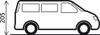 A line drawing of a bus with a height measurement indicated. Produktbild-Vorschau