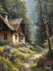 Malen nach Zahlen: Häuschen an einer Waldstraße, 50x40 cm, Produktbild-Vorschau 1
