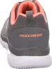 The back view of a gray Skechers sneaker with coral accents. Anteprima dell’immagine prodotto
