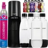 A collection of SodaStream products including a water carbonator, CO2 cylinder, and flavor bottles. Produktbild-Vorschau