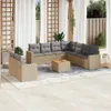 vidaXL 10-tlg. Garten-Sofagarnitur mit Kissen Beige Poly Produktbild-Vorschau 2