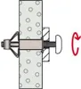 Diagram showing how to install a hollow wall anchor. Produktbild-Vorschau
