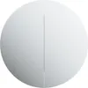 A round, gray bathroom cabinet with a mirrored front, split vertically down the middle. Náhled obrázku produktu