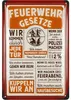 LANOLU Retro Blechschild Feuerwehrgesetze - Feuerwehrmann Produktbild-Vorschau 1