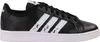 A side view of a black Adidas sneaker with white stripes. Podgląd zdjęcia produktu