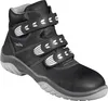 A black safety boot with white accents and three velcro straps. Produktbild-Vorschau