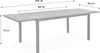 A diagram showing the dimensions of an extendable table. Anteprima dell’immagine prodotto
