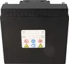 A black battery with a label showing date codes and safety symbols. Produktbild-Vorschau