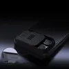 A close-up of the back of a black smartphone case with a sliding camera cover. Náhled obrázku produktu
