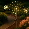 Garden path at night with solar-powered firework-shaped lights. Anteprima dell’immagine prodotto