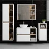 Badezimmer-Hängeschrank VAMI mit Spiegel Weiß, Sonoma Eiche Produktbild-Vorschau 4