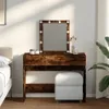 Schminktisch mit LED-Beleuchtung Räuchereiche 100x40x130 cm Produktbild-Vorschau 2