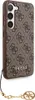 A brown Guess phone case with a monogram pattern and a gold charm attached to a lanyard. Produktbild-Vorschau