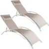 2 chaises longues en aluminium, à 5 niveaux - beige Voir les images du produit 1
