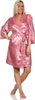 Damen Morgenmantel kurzer Kimono Satin mit Spitze;  Produktbild-Vorschau 1