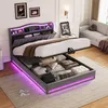 Letto imbottito INONEFT, 140x200 cm, con LED e USB, Anteprima dell’immagine prodotto 1