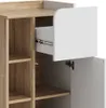A close-up view of a cabinet with a drawer partially open and a door ajar, revealing shelves inside. Náhled obrázku produktu