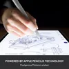 A person's hand is using a stylus to draw on a tablet displaying a blueprint of a house. Náhled obrázku produktu
