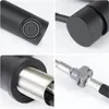 A collage of four close-up images showing different parts of a black faucet. Anteprima dell’immagine prodotto