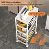 Schmaler 5-stöckiger Küchen-Rollwagen mit Holzplatte, Produktbild-Vorschau 3