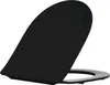 A black toilet seat is shown from a slightly elevated side angle against a white background. Produktbild-Vorschau