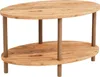A wooden oval coffee table with two shelves and four legs, shown against a white background. Podgląd zdjęcia produktu