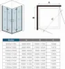 A diagram and a table showing dimensions for a shower enclosure. Produktbild-Vorschau