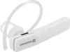 A white Bluetooth headset with a clear ear hook is shown against a white background. Produktbild-Vorschau