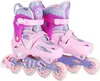 A pair of pink inline skates for children, shown from a slightly angled front view against a white background. Anteprima dell’immagine prodotto