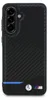 A black phone case with a carbon fiber look and BMW branding. Produktbild-Vorschau